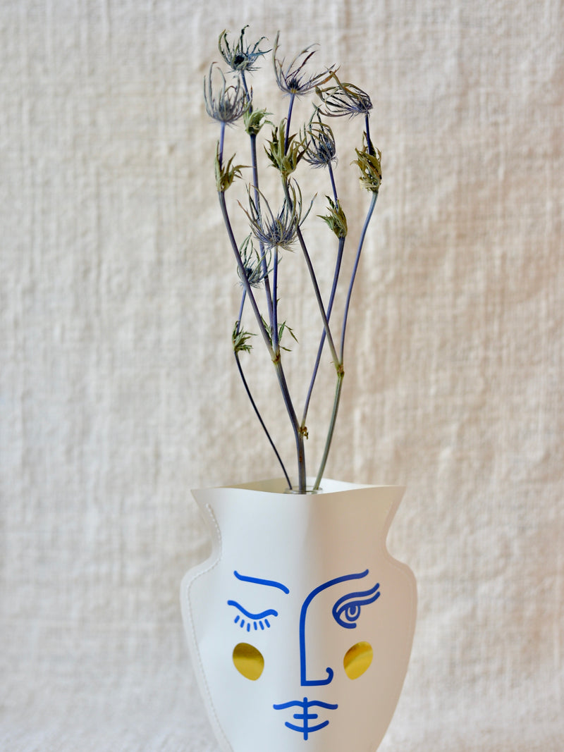 Mini paper flower vase cover &amp; letter set JANUS 