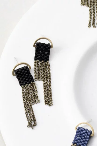 brass bead chain earrings 