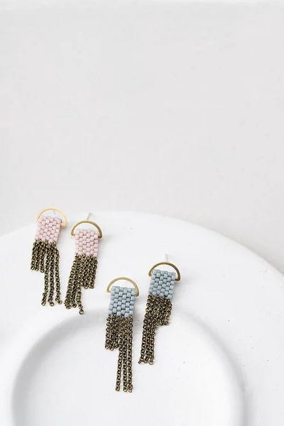 brass bead chain earrings 