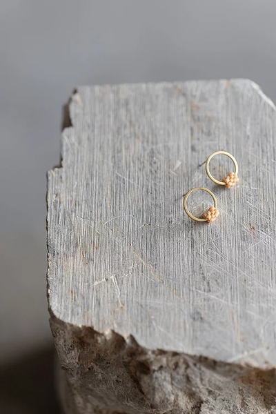 brass bead circle earrings 